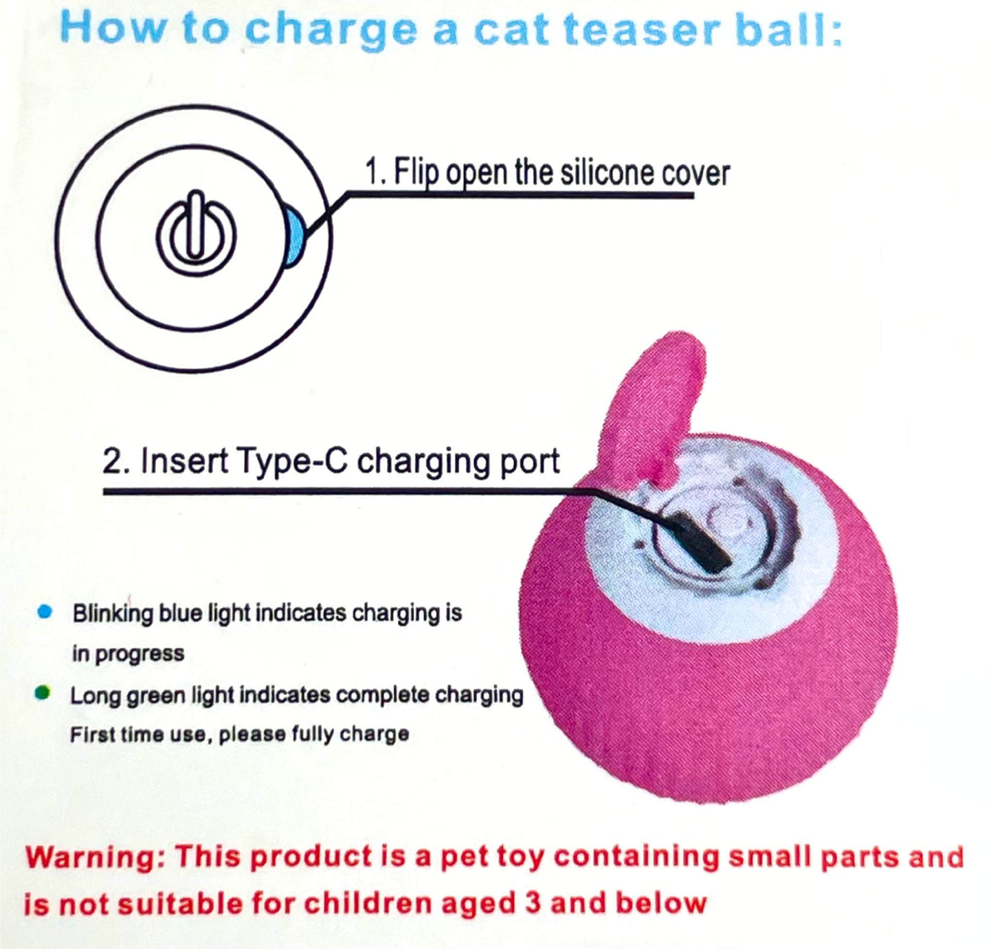 Animated Cat Toy Ball With Charging Cable Side 1