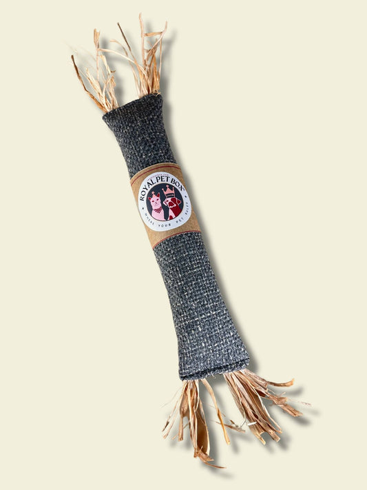 Luxury Cat Kicker Toy in Gray Tweed with Silver Vine and Catnip - One Pack