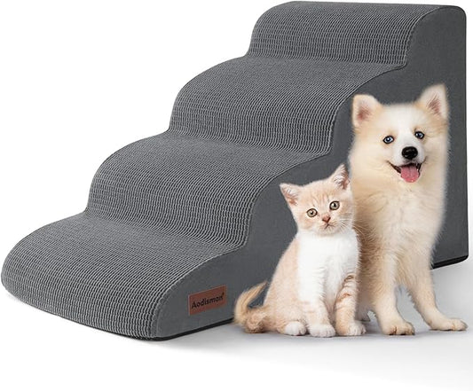 Aodisman Dog Steps for Bed, 4-Step Dog Stairs Ramp for Small Dogs and Cats